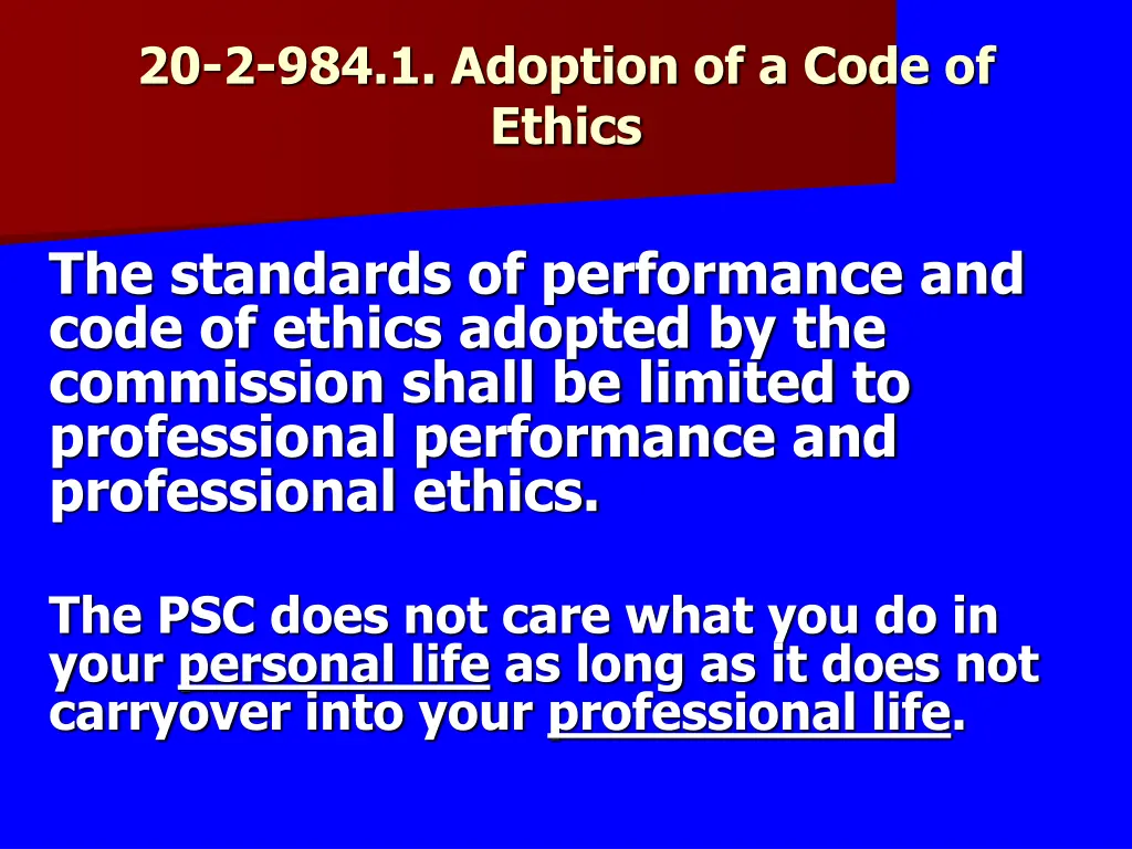 20 2 984 1 adoption of a code of ethics 1