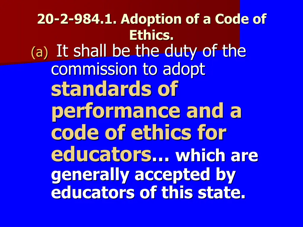20 2 984 1 adoption of a code of ethics