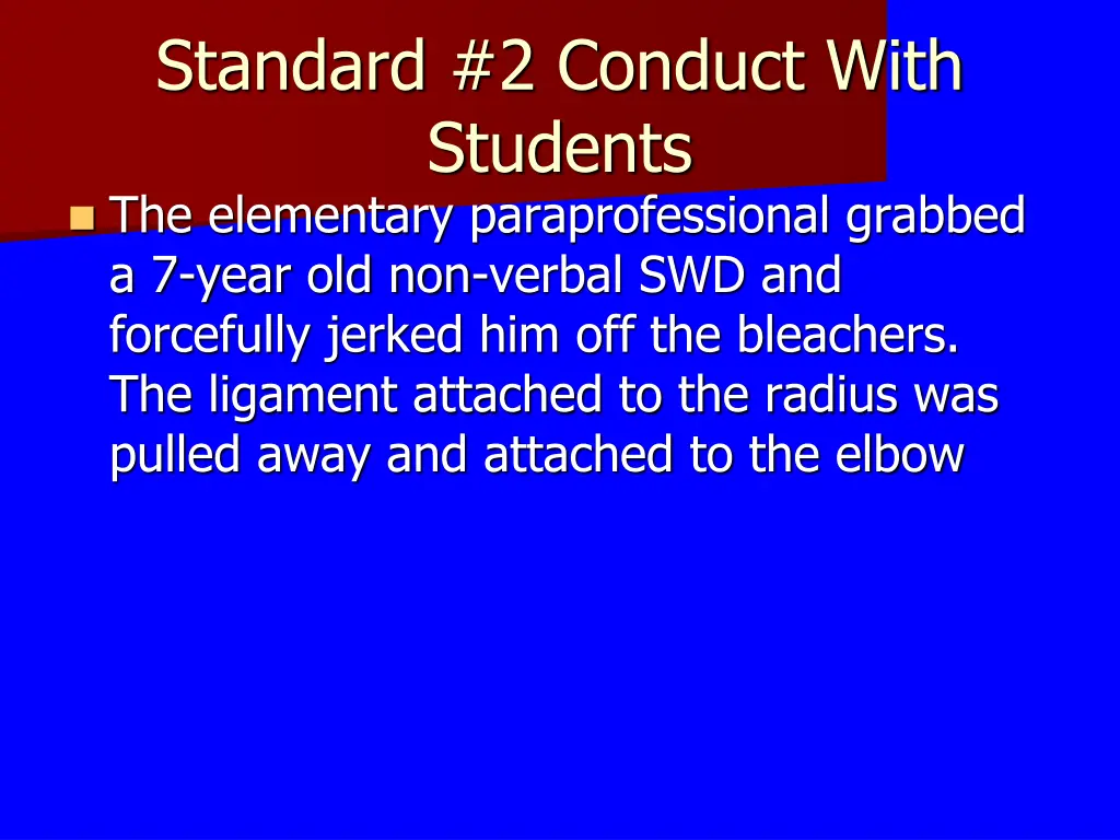 standard 2 conduct with students the elementary