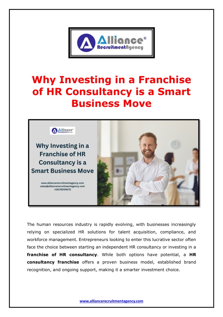 why investing in a franchise of hr consultancy