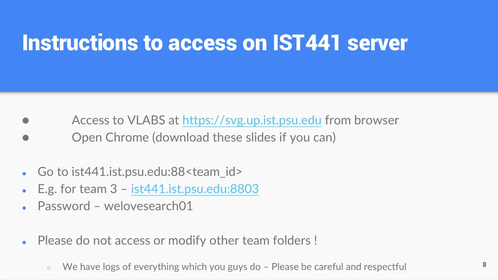 instructions to access on ist441 server
