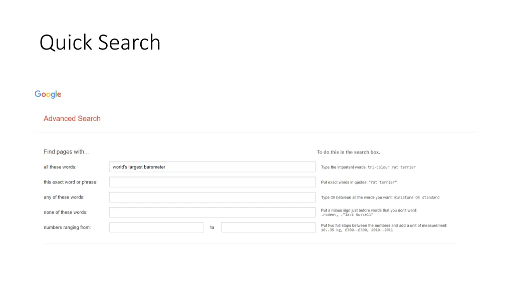 quick search
