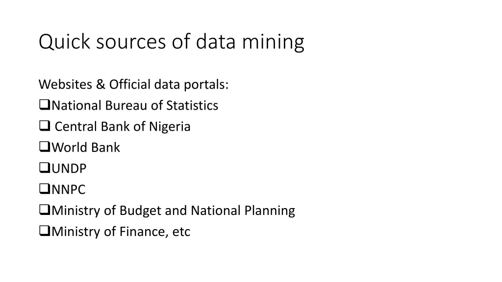quick sources of data mining