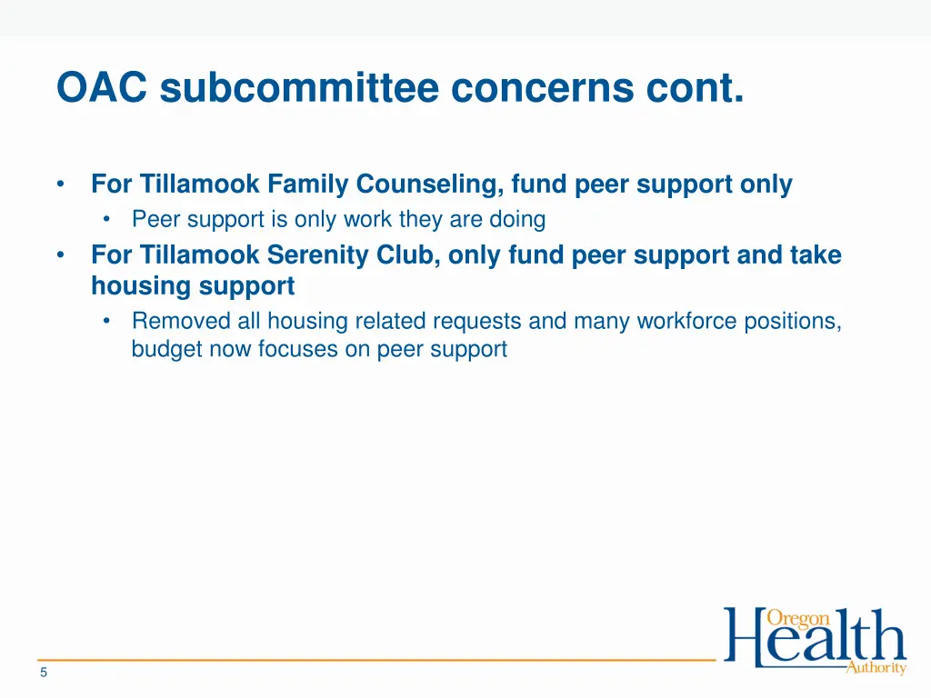 oac subcommittee concerns cont
