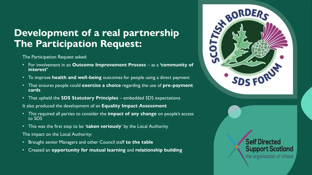 development of a real partnership