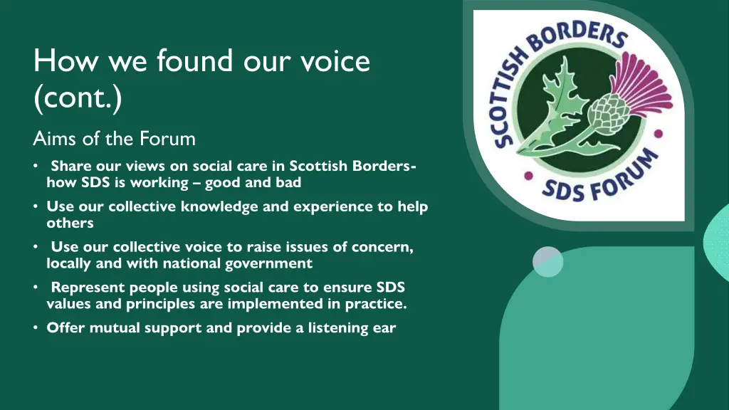 how we found our voice cont aims of the forum