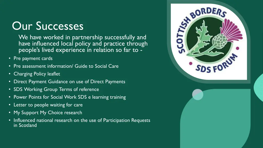 our successes we have worked in partnership