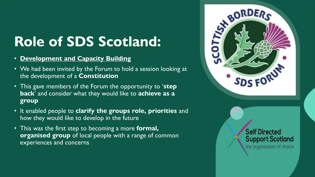 role of sds scotland