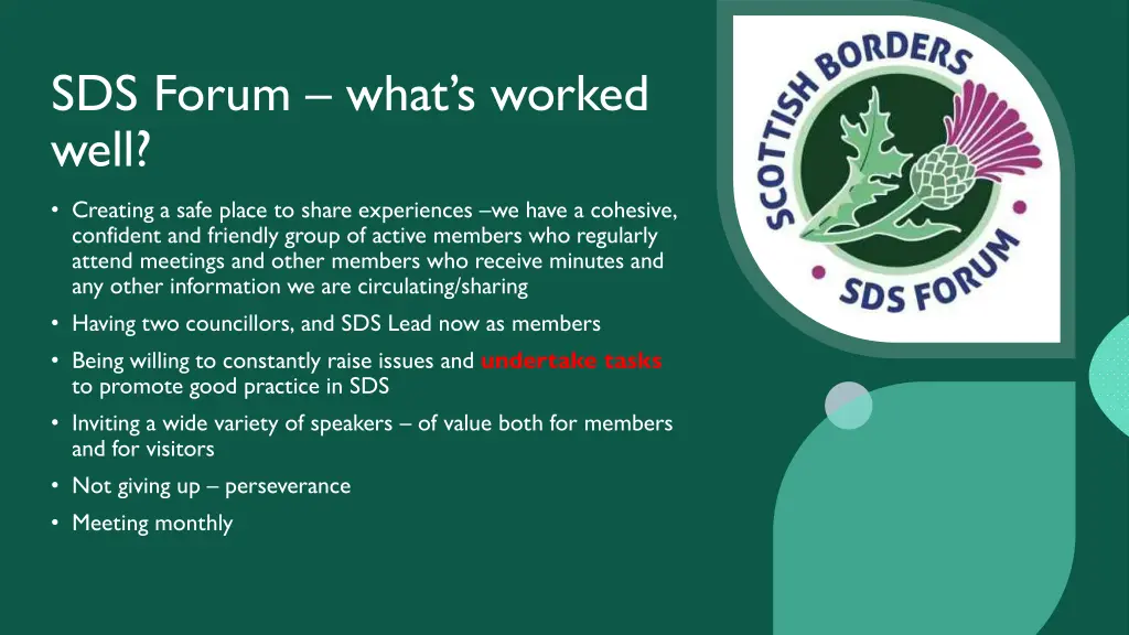 sds forum what s worked well