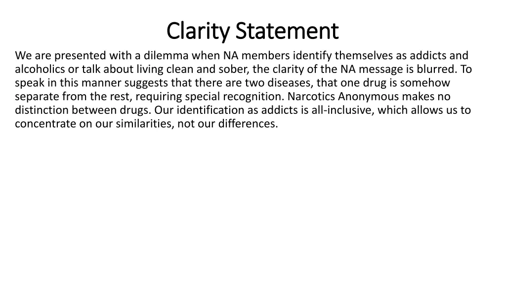 clarity statement clarity statement