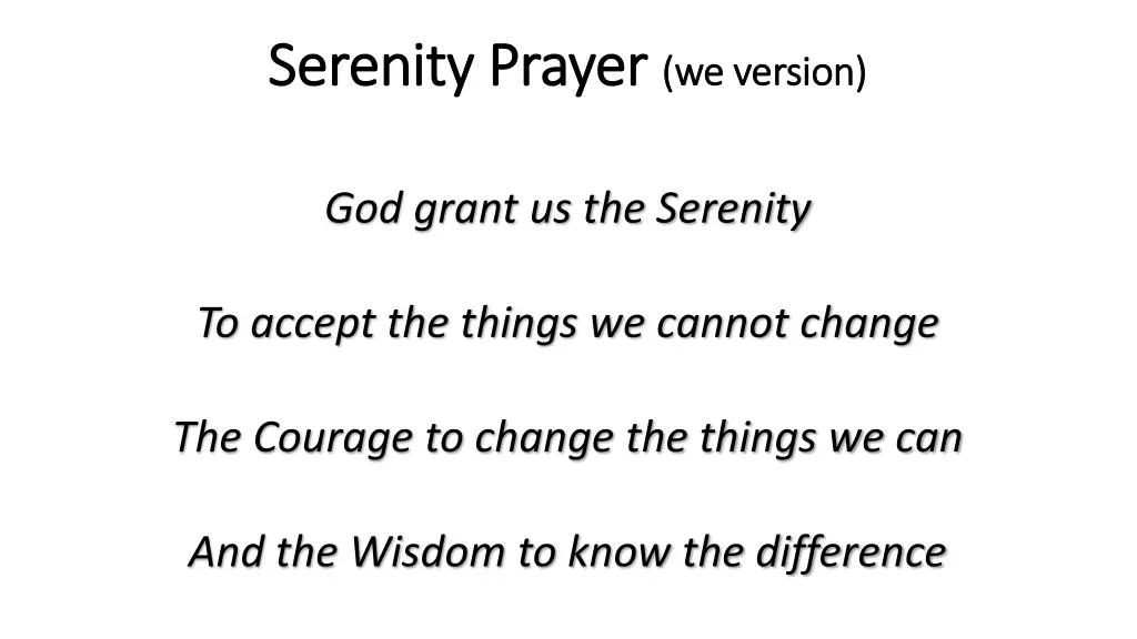 serenity prayer serenity prayer we version