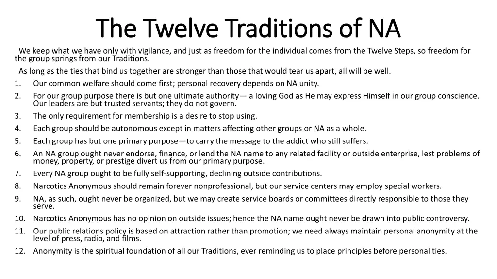 the twelve traditions of na the twelve traditions