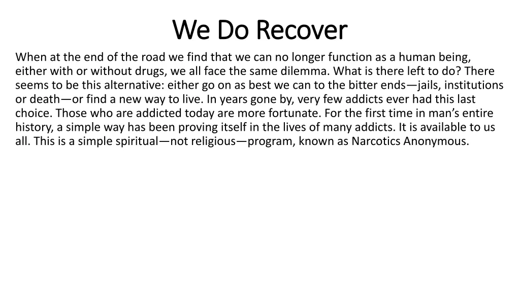 we do recover we do recover