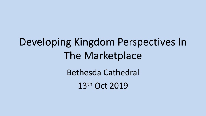 developing kingdom perspectives in the marketplace