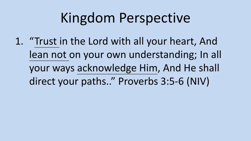 kingdom perspective