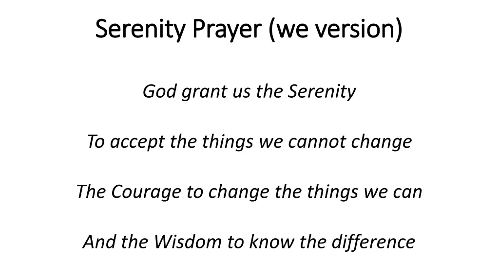 serenity prayer we version serenity prayer