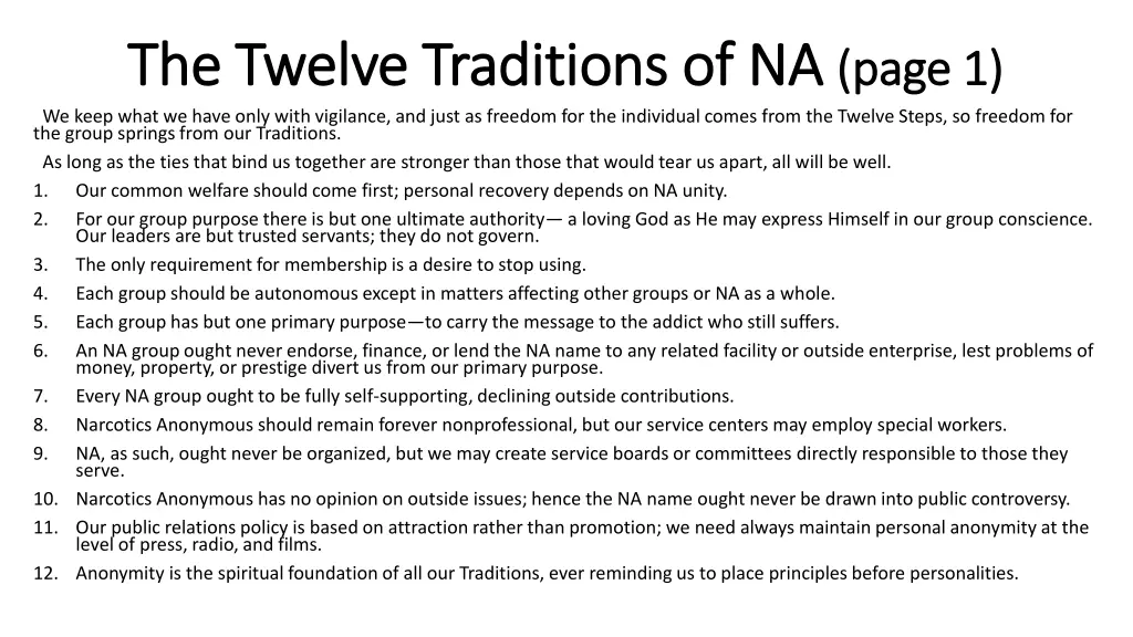 the twelve traditions of na the twelve traditions