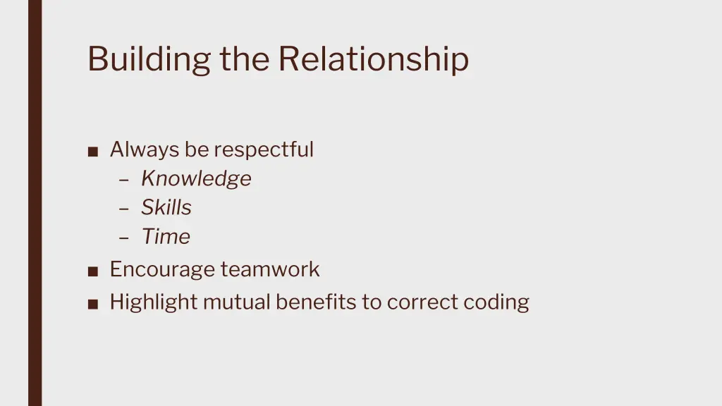 building the relationship