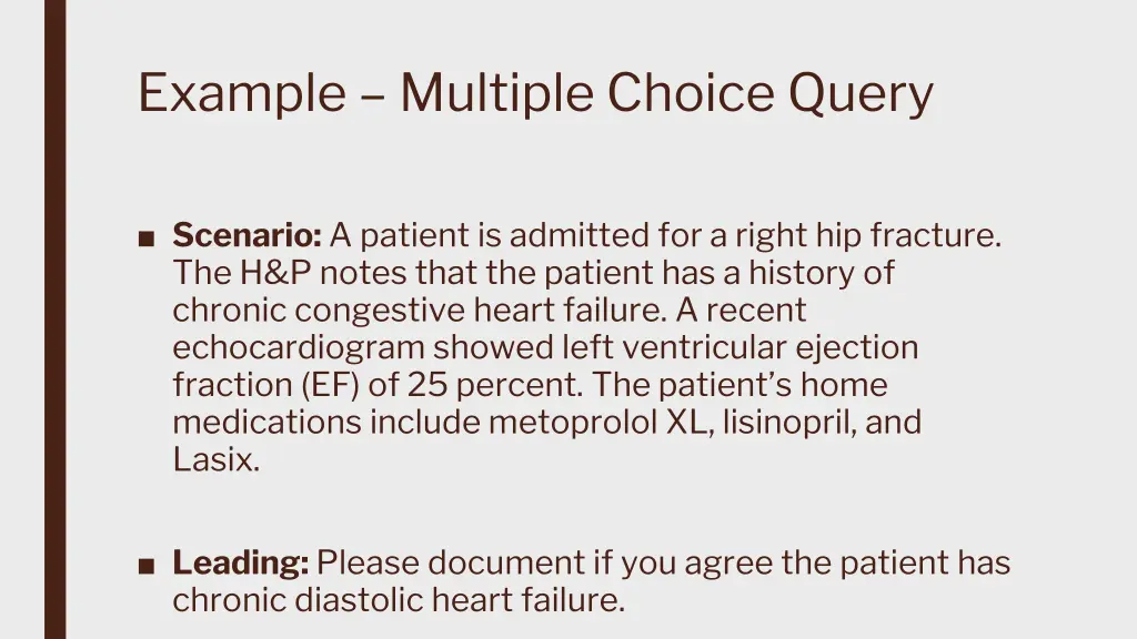 example multiple choice query