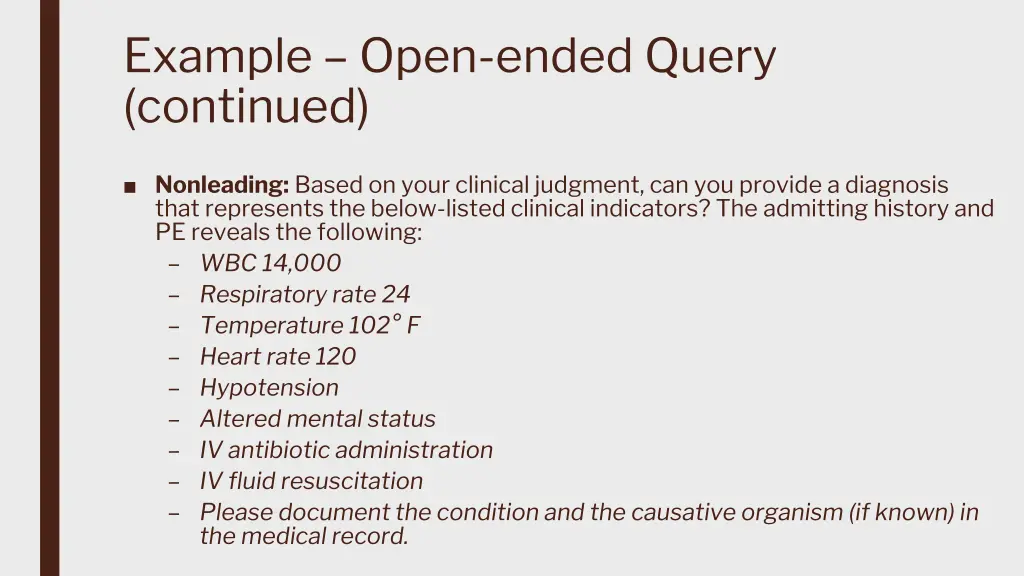 example open ended query continued