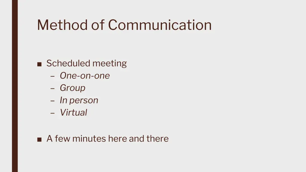method of communication