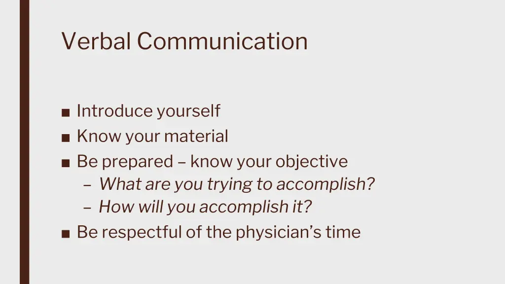 verbal communication