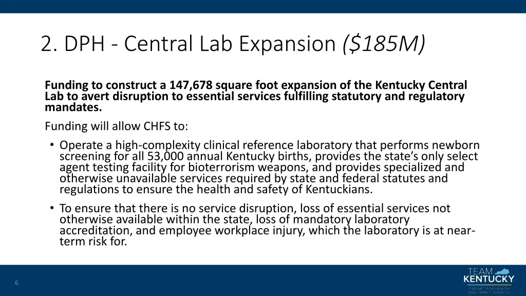 2 dph central lab expansion 185m