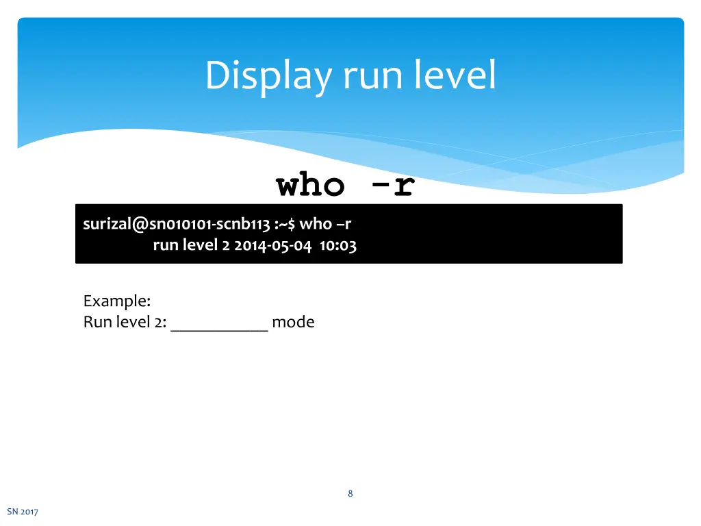 display run level