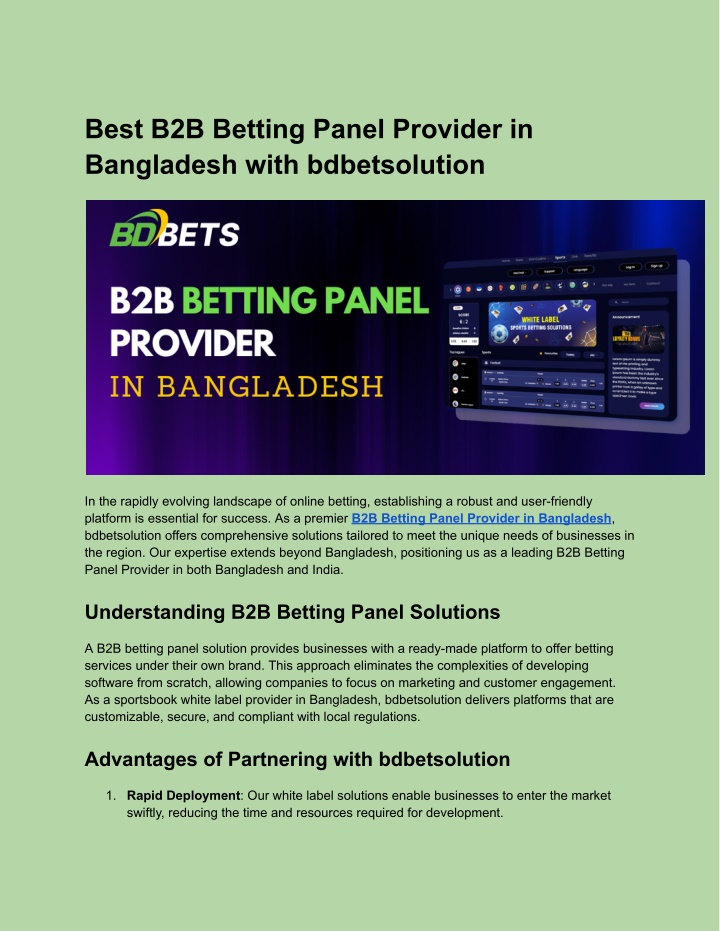 best b2b betting panel provider in bangladesh