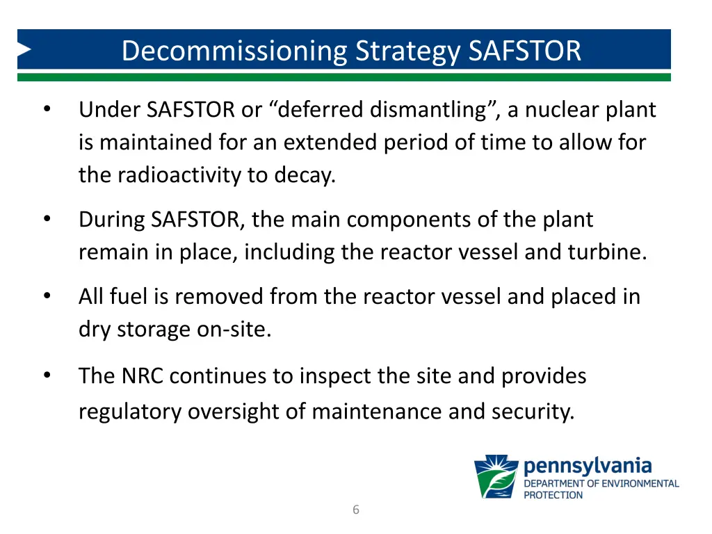 decommissioning strategy safstor