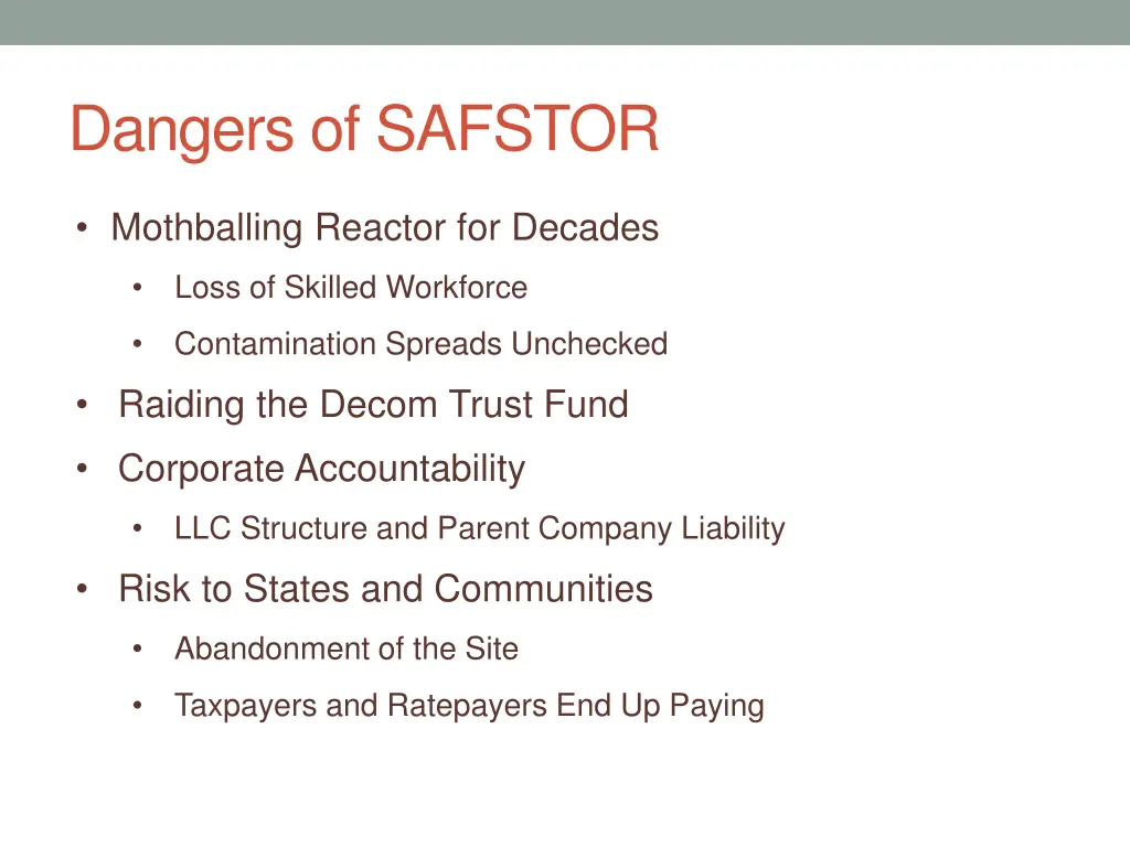 dangers of safstor