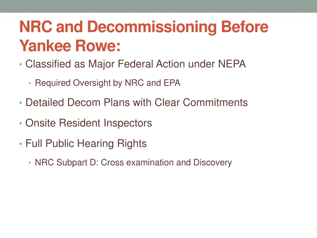 nrc and decommissioning before yankee rowe