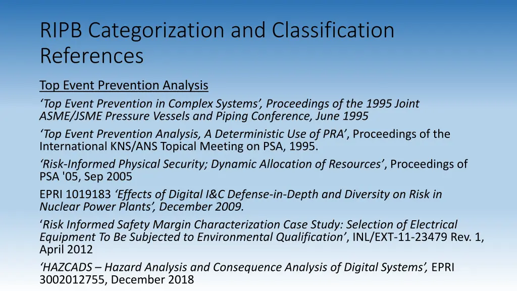 ripb categorization and classification references 1