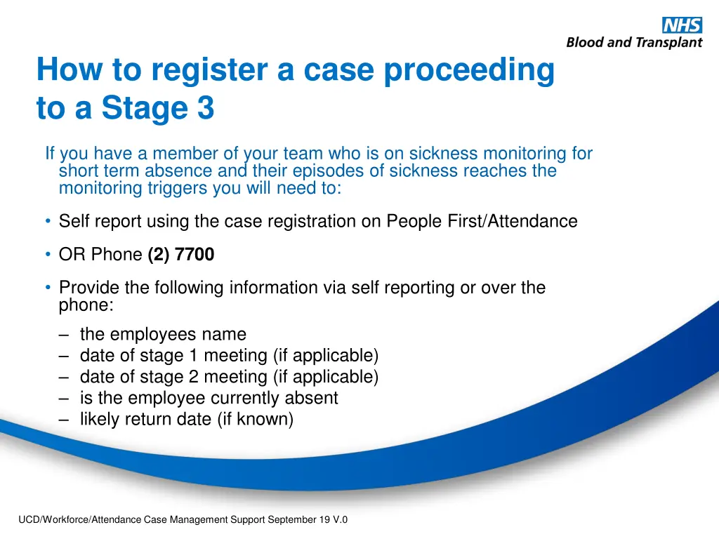 how to register a case proceeding to a stage 3
