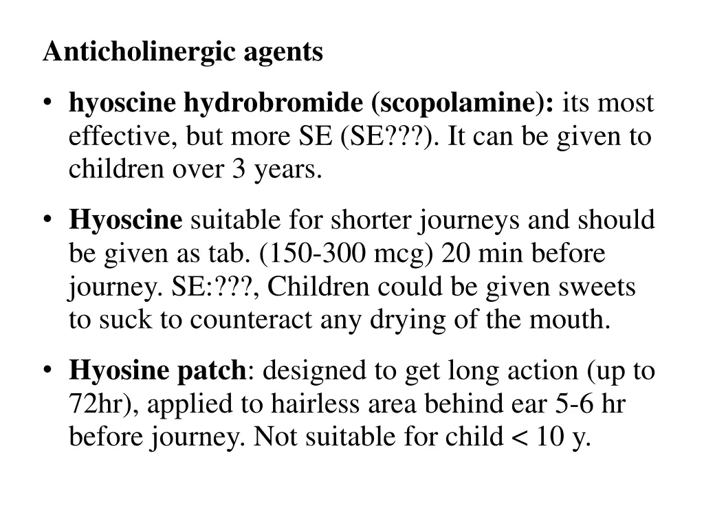 anticholinergic agents