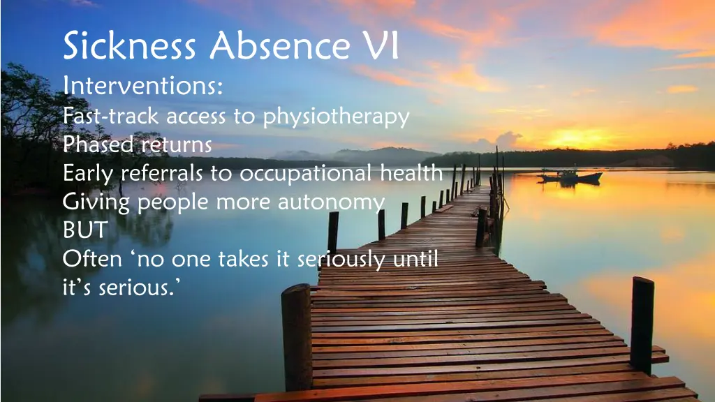 sickness absence vi interventions fast track