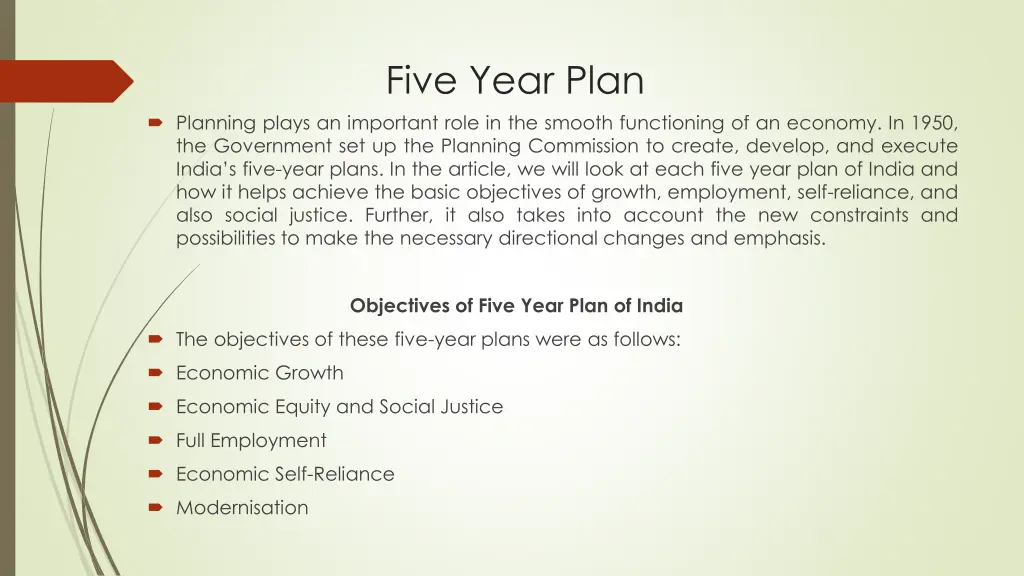 five year plan