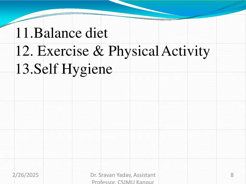 11 balance diet 12 exercise physicalactivity