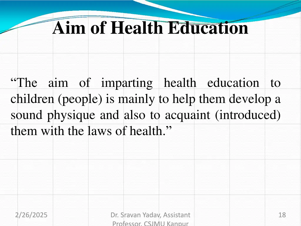 aim of health education
