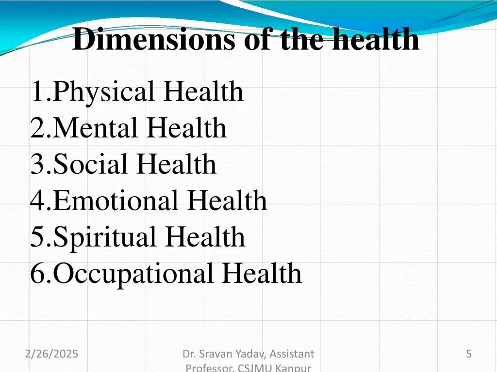 dimensions of the health