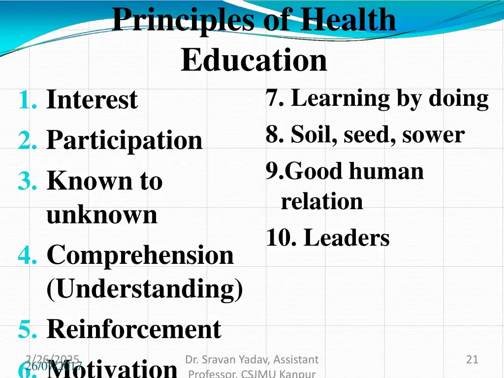 principles of health education 1 interest