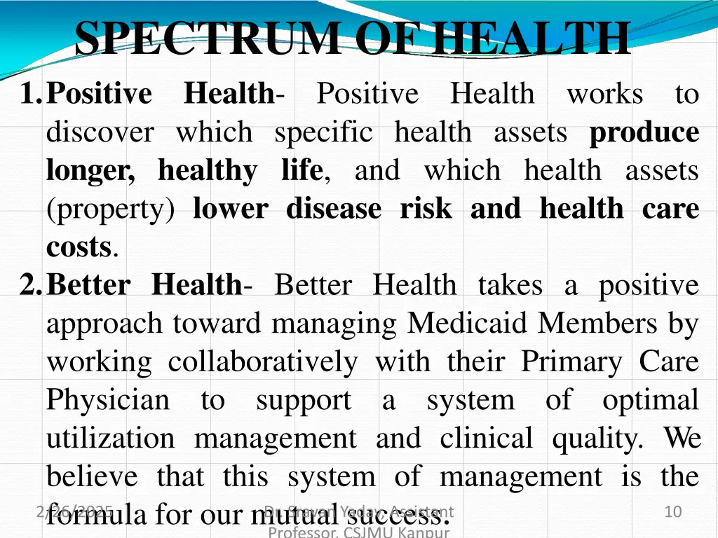 spectrum of health