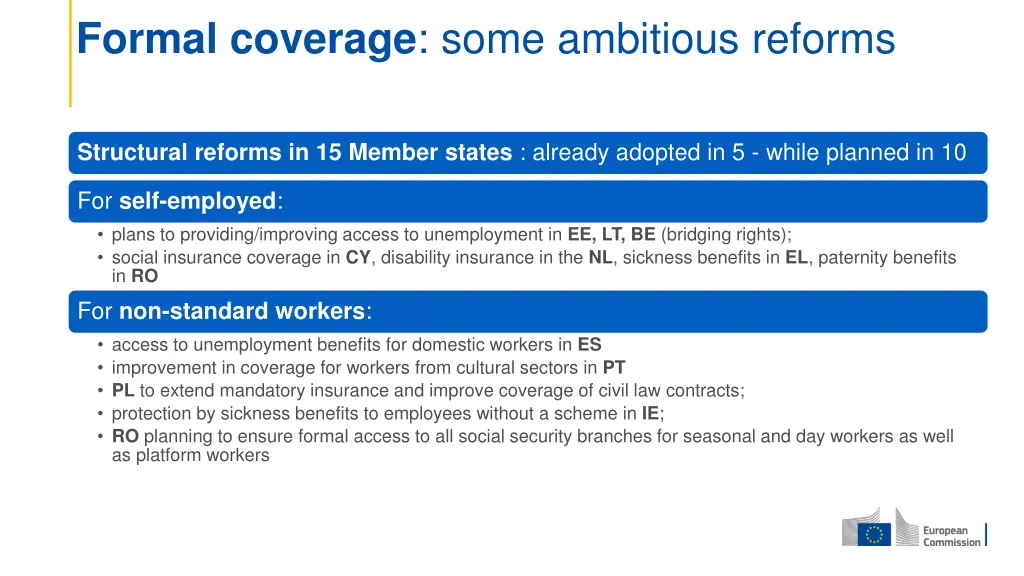 formal coverage some ambitious reforms