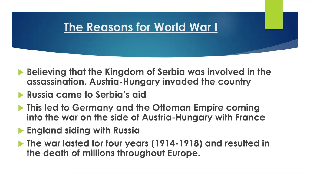the reasons for world war i 1