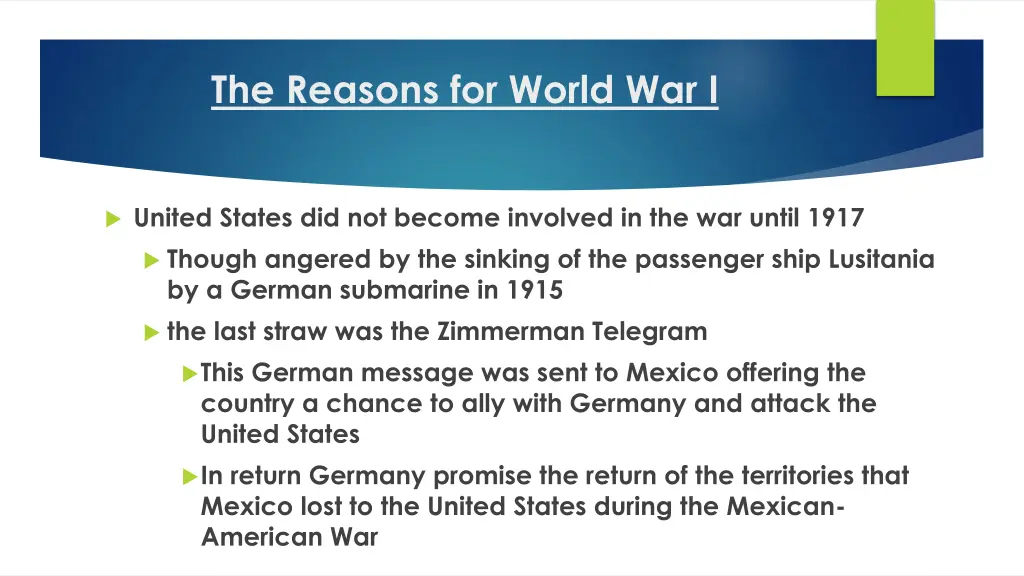 the reasons for world war i 2