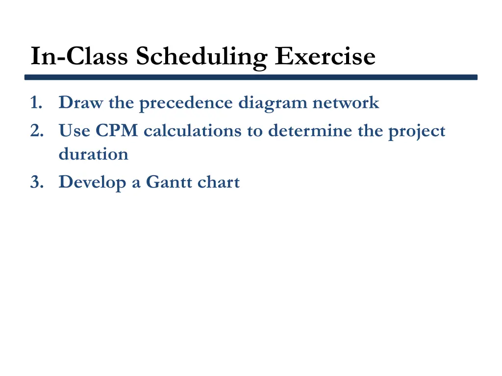 in class scheduling exercise