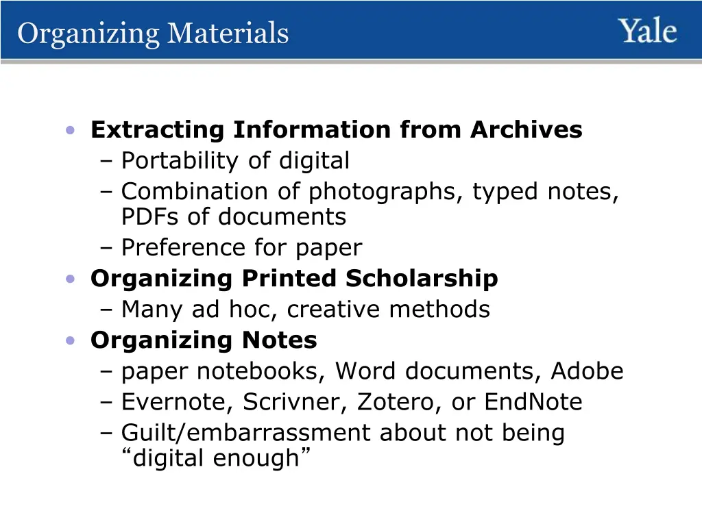 organizing materials 1