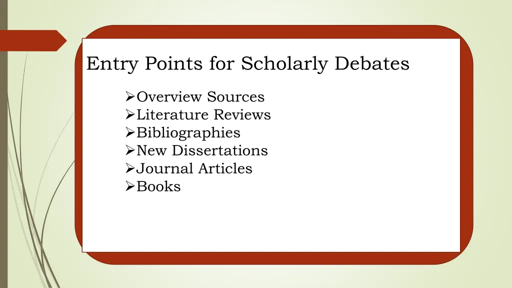 entry points for scholarly debates