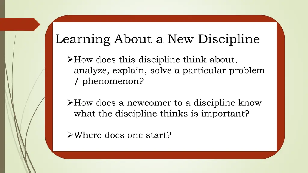 learning about a new discipline