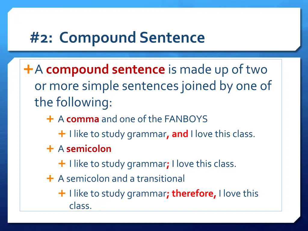 2 compound sentence